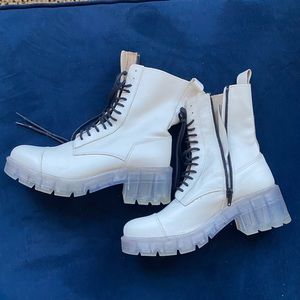 White combat boots